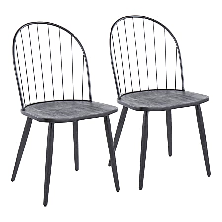 LumiSource Riley High-Back Chairs, Black, Set Of 2 Chairs