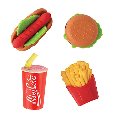 Office Depot® Brand Fun Erasers, Fast Food, Assorted Colors, Pack Of 4