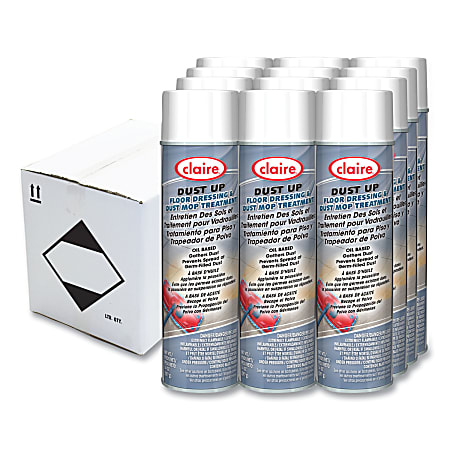 Claire® Dust Up Floor Dressing and Dust Mop Treatment, Lemon Scent, 14 oz Aerosol Spray, Dozen