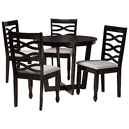 Baxton Studio Leda Dining Set, 29-15/16”H x 35-7/16”W x 35-7/16”D, Gray/Dark Brown