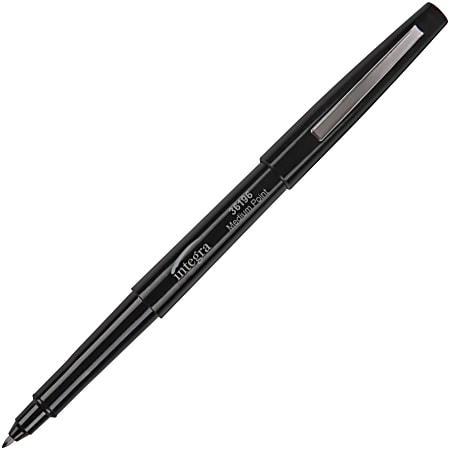 Integra Ballpoint Pens, Medium Point, Black Barrel, Black Ink, Pack Of 12 Pens