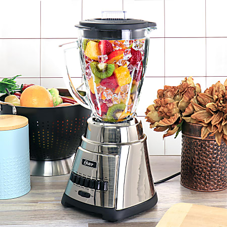 Oster Easy-to-Use 6-Cup Glass Jar Blender, Food Chopper and Ice Crush,  Smoothie Blender, White 