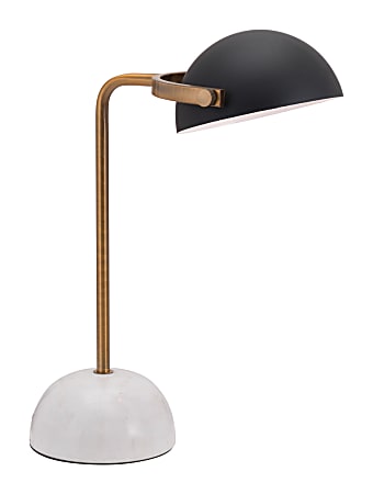 Zuo Modern Irving Table Lamp, 21 5/16"H, Black Shade/Brass Base