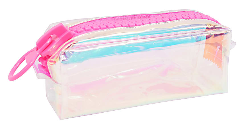 Office Depot&reg; Brand Poly Iridescent Pencil Pouch, 7-11/16" x 3-5/16", Pink