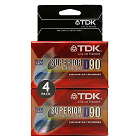 TDK D90 Normal Bias Cassettes, 90 Minutes, Pack Of 4