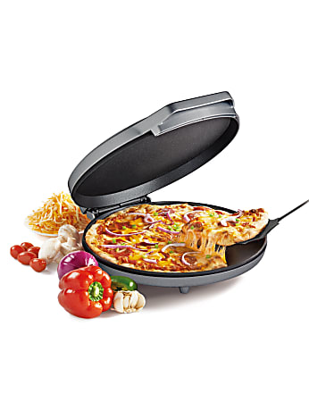 Betty Crocker 12” Pizza Maker And Electric Grill, 3-1/2”H x 13”W x 16”D, Silver