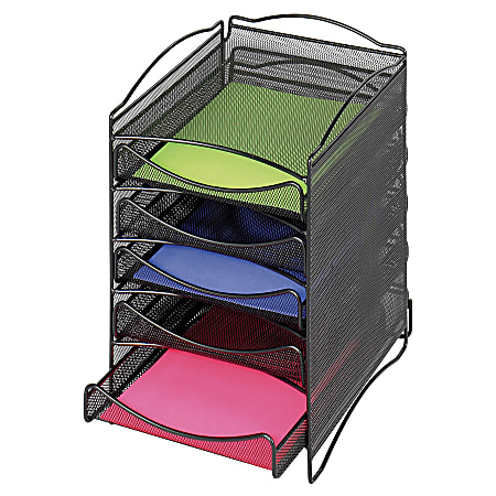 Safco® Onyx™ 5-Drawer Mesh Literature Organizer, Black