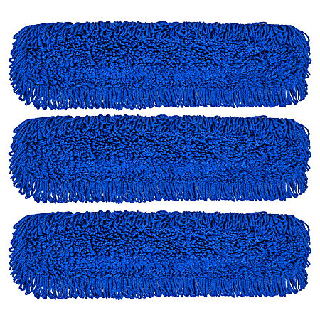 Gritt Commercial Microfiber Looped Dust Mop Pad Head, 36", Blue, Pack Of 3 Pad Heads