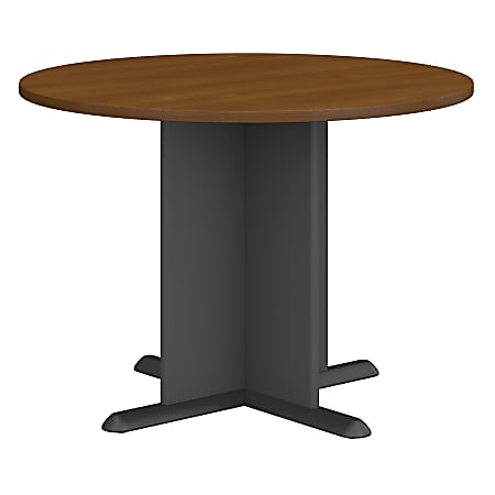 Bush Business Furniture 42"W Round Conference Table, Warm Oak/Graphite Gray, Premium Installation