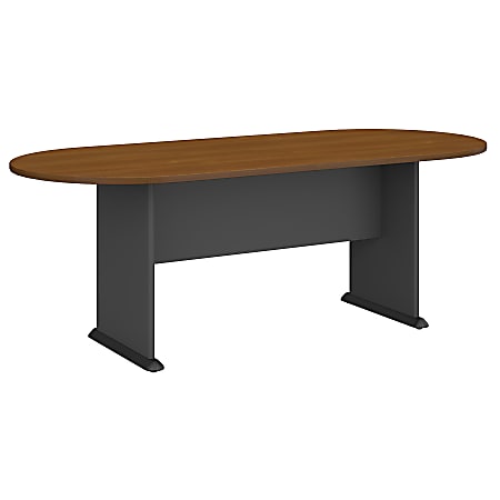 Bush Business Furniture 82"W x 35"D Racetrack Oval Conference Table, Warm Oak/Graphite Gray, Premium Installation