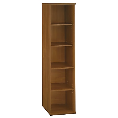 Bush Business Furniture Components 5 Shelf Bookcase, 18"W, Warm Oak, Premium Installation