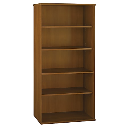 Bush Business Furniture Components 5 Shelf Bookcase, 36"W, Warm Oak, Premium Installation