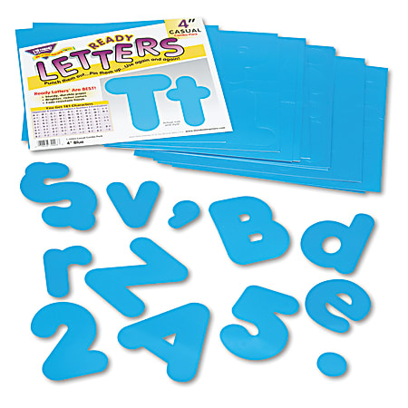 Trend Blue 4" Casual Combo Ready Letters Set - Learning Theme/Subject - 50, 82, 29, 20 (Uppercase Letters, Lowercase Letters, Punctuation Marks, Numbers) Shape - Reusable, Fade Resistant - 4" Height - Blue - 1 Pack