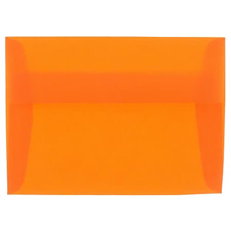 JAM Paper® Translucent Envelopes, #4 Bar (A1), Gummed Seal, Orange, Pack Of 25
