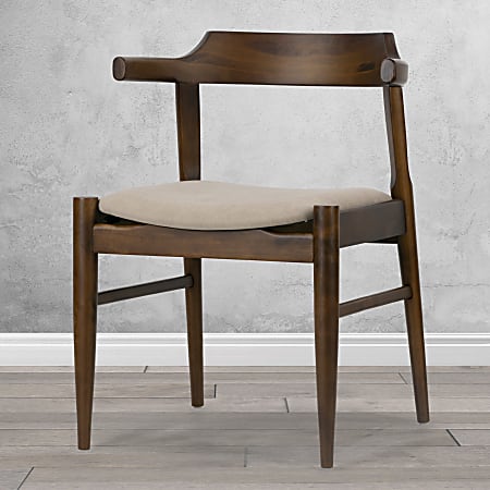 Glamour Home Atlas Upholstered Fabric Dining Accent Chairs, Beige/Dark Brown, Set Of 2 Chairs