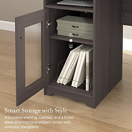 Bush Home Cabot 60W L Shaped Computer Desk with Storage Heather
