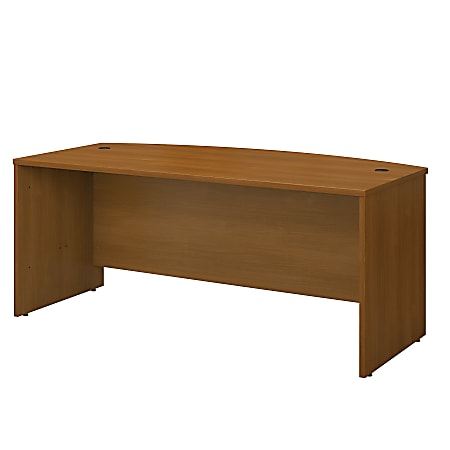 Bush Business Furniture Components Bow Front Desk, 72"W x 36"D, Warm Oak, Premium Installation