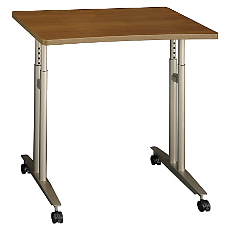 Bush Business Furniture Components Collection 36" Wide Adjustable Height Mobile Table, Warm Oak, Premium Installation