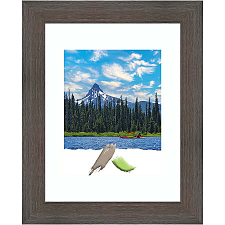 Amanti Art Rectangular Narrow Wood Picture Frame, 14” x 17" With Mat, Hardwood Chocolate