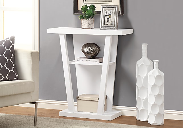 Monarch Specialties Hall Accent Table, Trapezoid, White