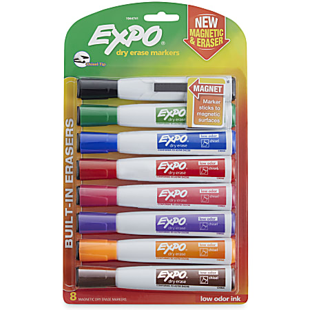 Expo Magnetic Dry Erase Marker - Fine Tip - Assorted - 8 Pack