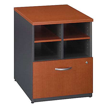 Bush Business Furniture Components 24"W Lateral 1-Drawer Storage Cabinet, Auburn Maple/Graphite Gray, Premium Installation