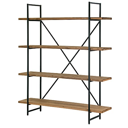 Glamour Home Ailis 75"H 4-Shelf Etagere Bookcase, Brown