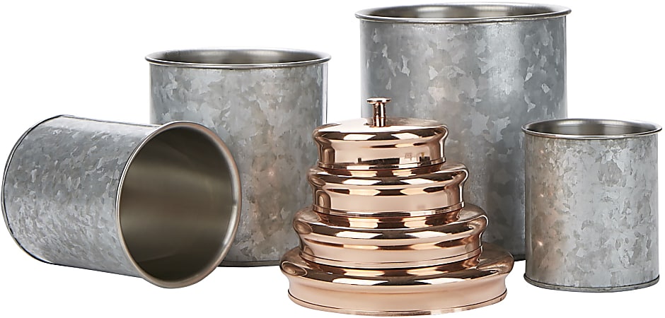 Mind Reader Canister Set With Lids, Copper/Silver,