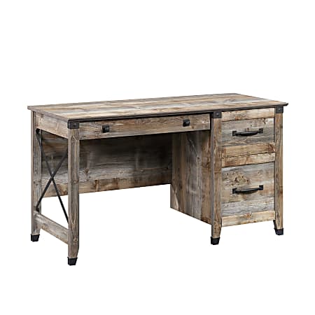 Sauder® Carson Forge 54”W Single Pedestal Computer Desk, Rustic Cedar