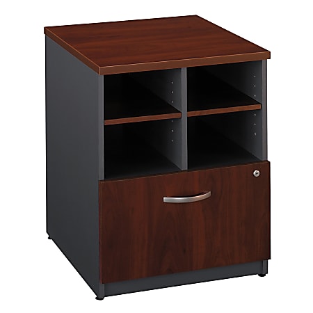 Bush Business Furniture Components 24"W Lateral 1-Drawer Storage Cabinet, Hansen Cherry/Graphite Gray, Premium Installation