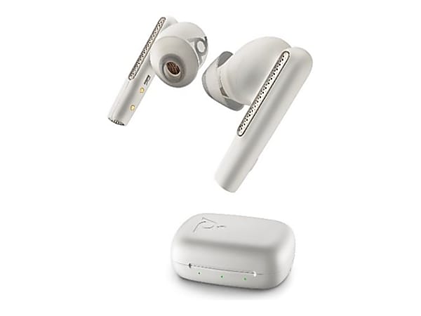 Poly Voyager Free 60 UC M White Sand Earbuds+ BT700 USB-A Adapter + Basic Charge Case - Microsoft Teams Certification - Siri, Google Assistant - Stereo - True Wireless - Bluetooth - 98.4 ft - 20 Hz - 20 kHz - Earbud - Binaural - In-ear