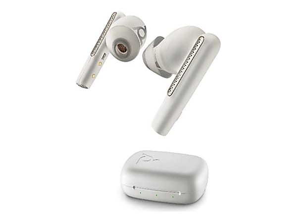 Poly Voyager Free 60+ - True wireless earphones with mic - in-ear - Bluetooth - active noise canceling - white sands - Certified for Microsoft Teams