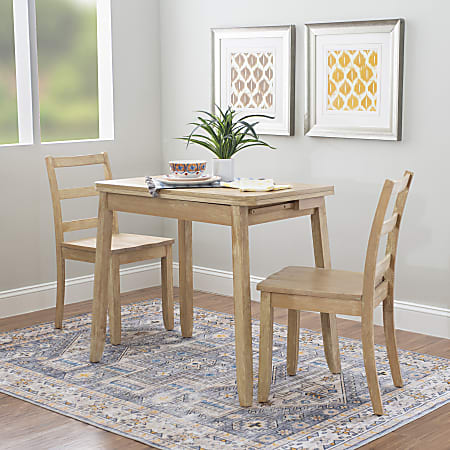 Linon Allbright Wood 3 Piece Folding Table Set Gray Office Depot