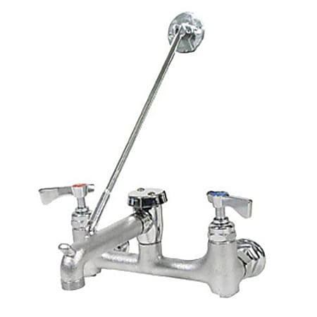 T&S Brass Service Sink Faucet With Wall Bracket, 8" Centers, Chrome