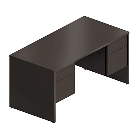Global® Genoa Furiture Collection Double Pedestal Desk, 29"H x 60"W x 30"D, Dark Espresso