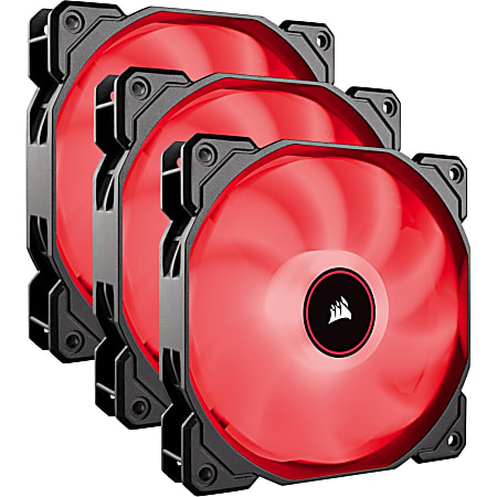 Corsair Air Series AF120 LED (2018) Red 120mm Fan Triple Pack - 3 Pack - 4.72" Maximum Fan Diameter - 389 gal/min Maximum Airflow - 1400 rpm - Hydraulic Bearing - 3-pin - Red LED - 3 pc(s) - Case, Heatsink - 4.6 Year Life