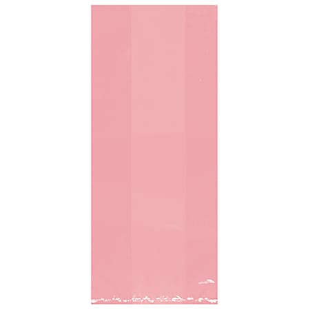 Amscan Plastic Treat Bags, Medium, Pink, Pack Of 125 Bags