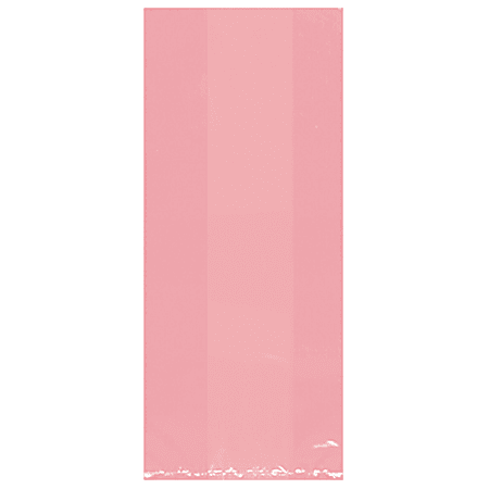 Amscan Plastic Treat Bags, Medium, Pink, Pack Of 125 Bags
