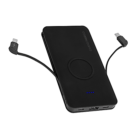 ChargeHub GO+ Powerbank With Wireless Charging Pad, Black, CRG-WPB-C-001