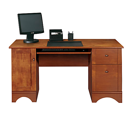 Realspace® Dawson 60"W Computer And Writing Desk, Brushed Maple
