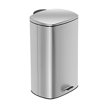 Honey Can Do Rectangular Stainless Steel Step Trash Can With Lid, 40L, Silver