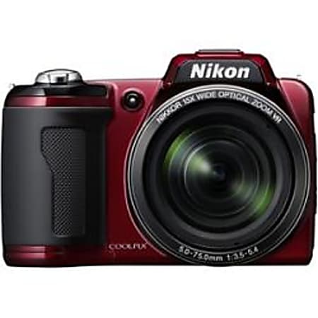 Nikon Coolpix L110 12.1 Megapixel Compact Camera - 5 mm-75 mm - Red