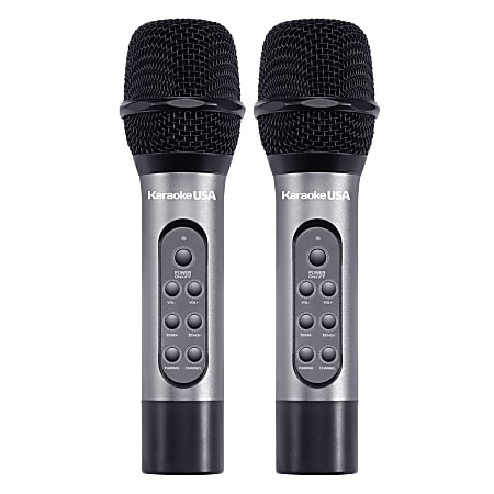 Karaoke USA Professional Dual 900 MHz UHF Wireless Handheld Microphones with Receiver, Black, Set Of 2 Microphones, WM906