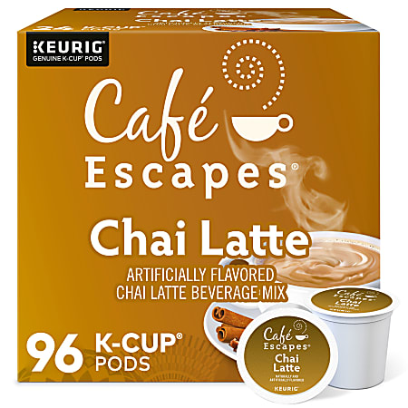 Café Escapes Chai Latte Keurig Single-Serve K-Cup Pods, 24 Pods Per Pack, Case Of 4 Packs