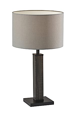 Adesso® Kona Table Lamp, 27-3/4"H, Light Gray Shade/Black Base