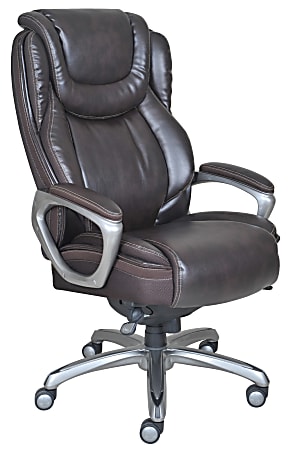 Serta® Big & Tall Smart Layers Bonded Leather High-Back Office Chair, Harmony Coffee/High Gloss Slate