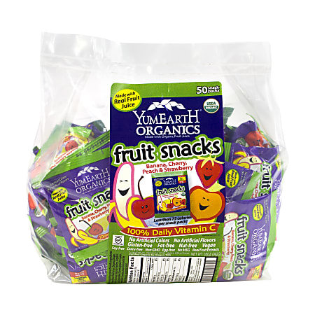 Yummy Earth Organic Fruit Snacks Snack Packs, Pack Of 50