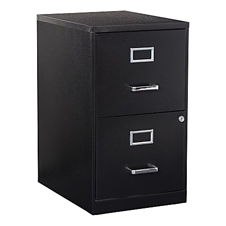 Office Star&trade; 20"D Vertical 2-Drawer Locking File Cabinet, Black