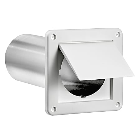 Lambro Wall Exhaust Dryer Vent with Single Flap and 11-in. Pipe, White, 1422WTP