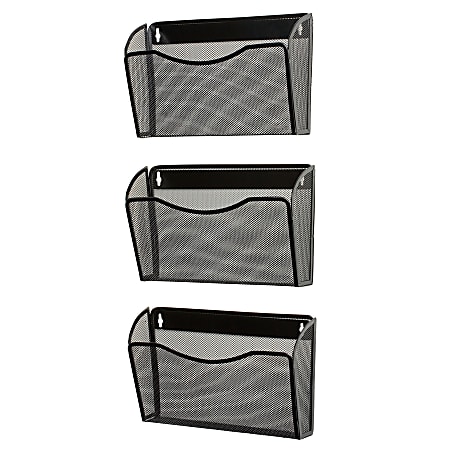 Eldon Expressions Mesh 3-Pack Hanging Wall Files, 33 1/2"H x 14"W x 6 5/8"D, Black, Pack Of 3